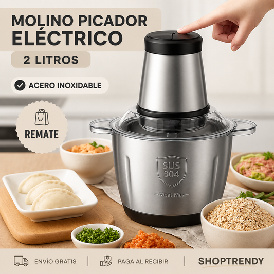 MOLINO PICADOR ELÉCTRICO ACERO INOXIDABLE 🔥2 LITROS🔥MoliChef Pro™ + ENVIO GRATIS  🚚