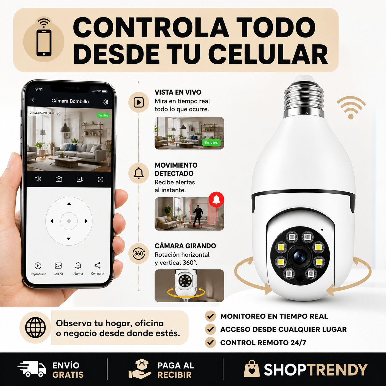 CAMARA BOMBILLO 360 WIFI - HomeSentinel + ENVIO GRATIS 🚚