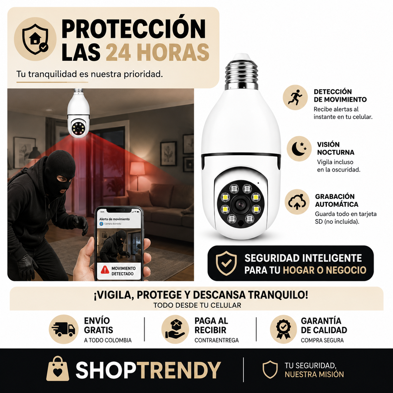 CAMARA BOMBILLO 360 WIFI - HomeSentinel + ENVIO GRATIS 🚚